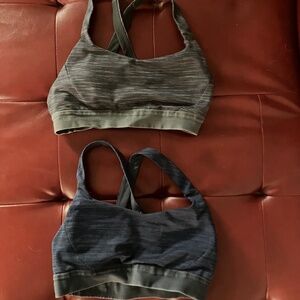 Patagonia racerback sports bras (2) - grey and blue